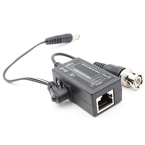 ANHAN Passive Video Balun with Power BNC to RJ45 Adapter Cat5 / Cat6 Cable to BNC Male Network Transceiver for CCTV Security Surveillance Camera 1 Pair - Image 3