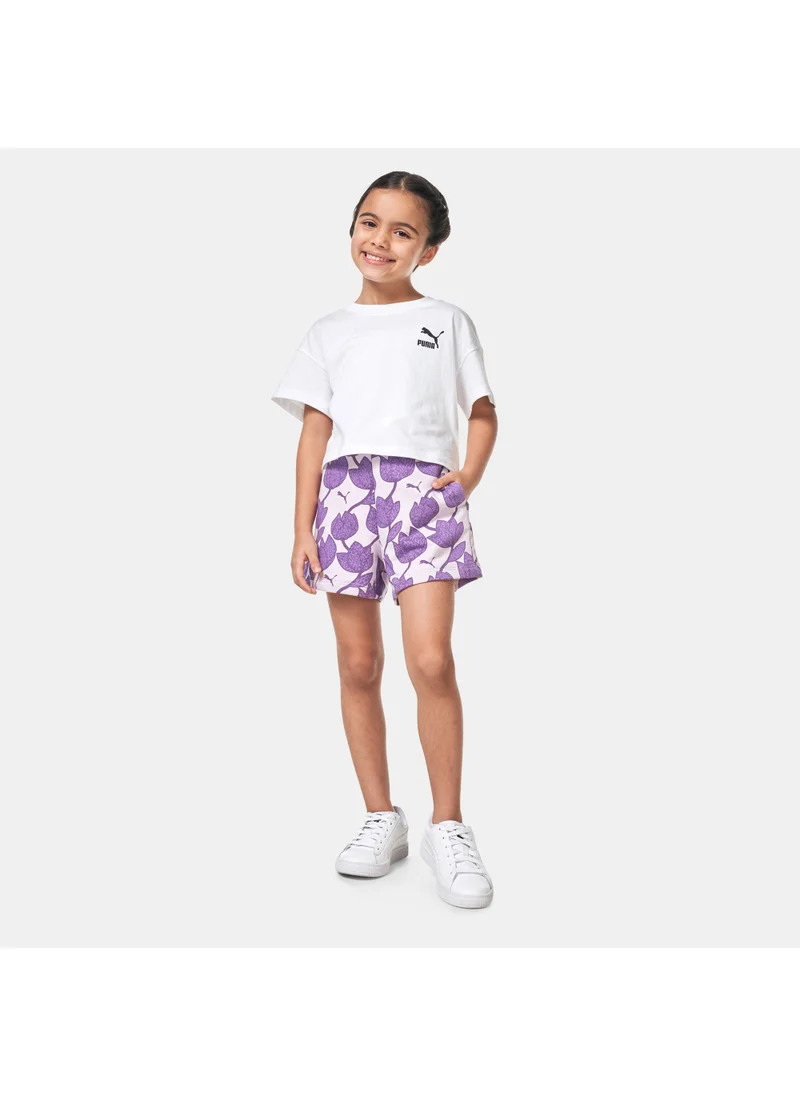 PUMA Kids' Essentials+ Blossom All Over Print Shorts