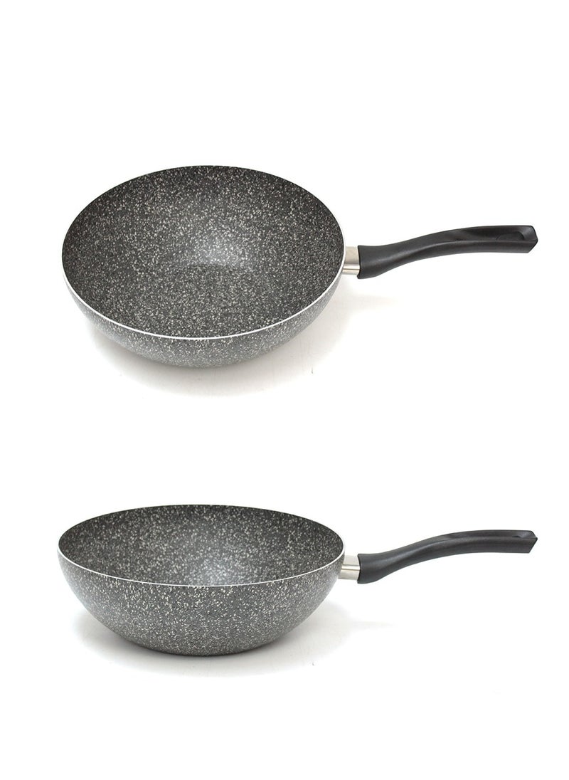 Hascevher - Granite Wok Pan Non-Stick Coating Frying Pan Cookware Stir Fries, Made in Turkey 28cm - 4L - Image 1