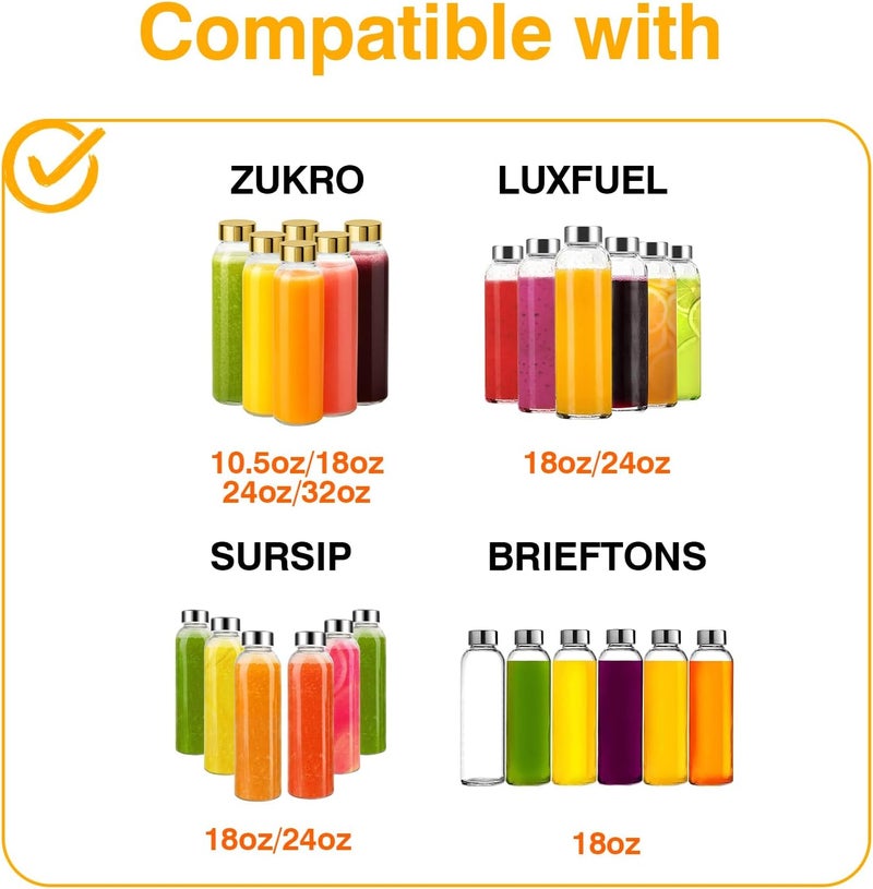 Zukro Replacement Metal Lids for Luxfuel/Brieftons/Sursip 10oz/16oz/18oz/24oz Glass Water Bottles, Stainless Steel Cap Fits For Bottles With Mouth Opening 1.49 Inch, Leak-Proof, Set of 3 Gold - Image 3