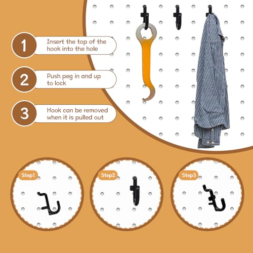 zDwfDc 50PCS Pegboard Hooks Plastic Peg Board J Hooks for Hanging Black Pegboard Hooks J Hook Accessories, for 1/4" Pegboards DD017-50 - Image 4