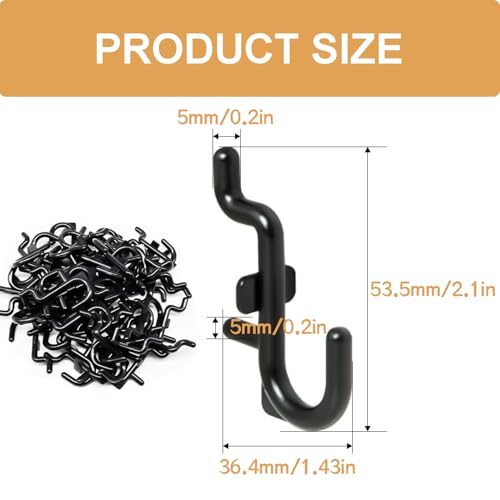 zDwfDc 50PCS Pegboard Hooks Plastic Peg Board J Hooks for Hanging Black Pegboard Hooks J Hook Accessories, for 1/4" Pegboards DD017-50 - Image 2