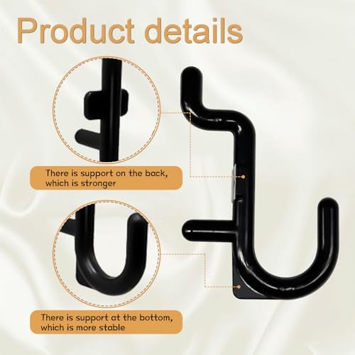 zDwfDc 50PCS Pegboard Hooks Plastic Peg Board J Hooks for Hanging Black Pegboard Hooks J Hook Accessories, for 1/4" Pegboards DD017-50 - Image 3