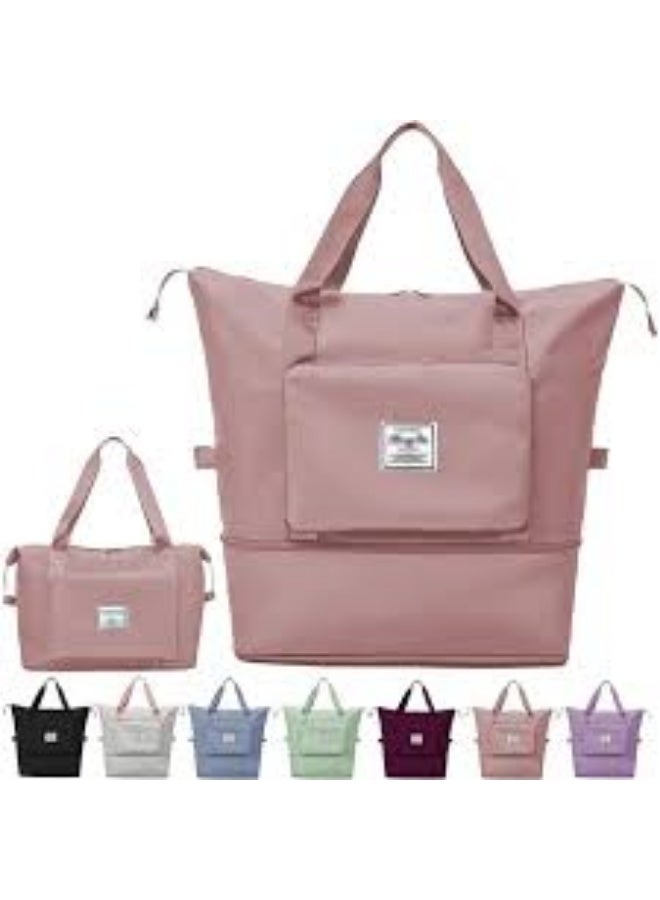 حقيبة سفر قابله للطى بسعه كبيره قابله للتوسيع لون بينك