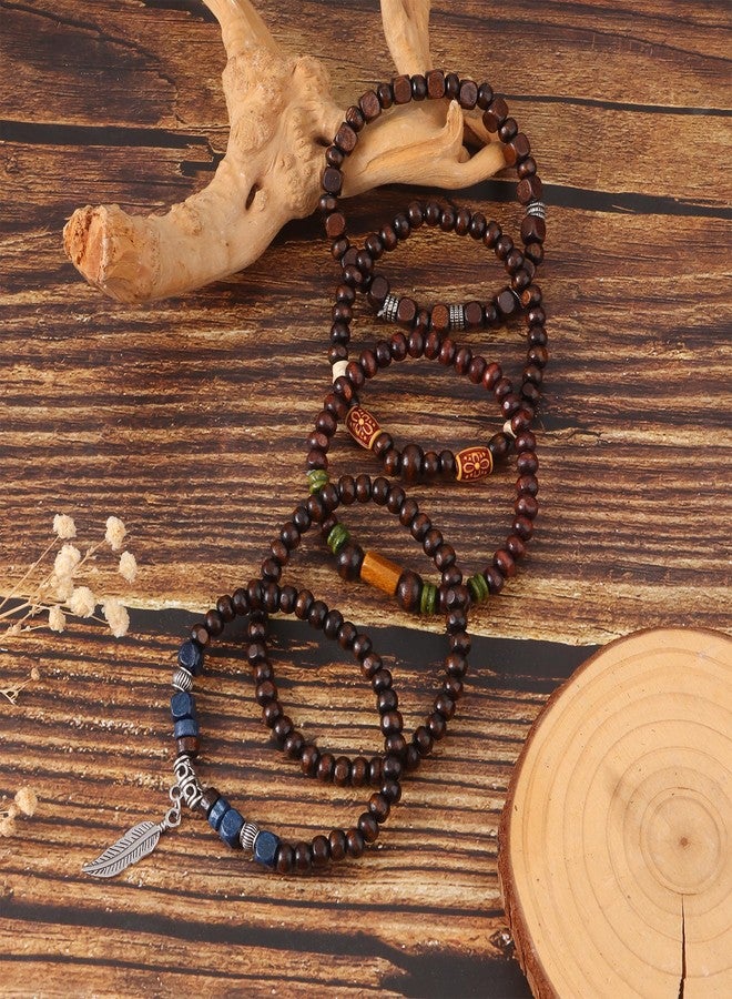 FIRAZIO 32 Pcs Wooden Beaded Bracelets for Men Adjustable Pulseras Para Hombres Set, Mens Bracelet Meaningful Gift - Image 5