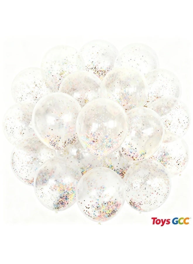 Toys GCC Transparent Foam Bead Balloons 12 Inch Party Balloons 20PCS Clear Latex Balloons with Colorful Foam Beads Premium Celebration Balloons Luxury Birthday Decoration Balloons Elegant Event Party Balloons Unique Foam Bead Balloons Creative Surprise Party Decor Balloons - Image 1