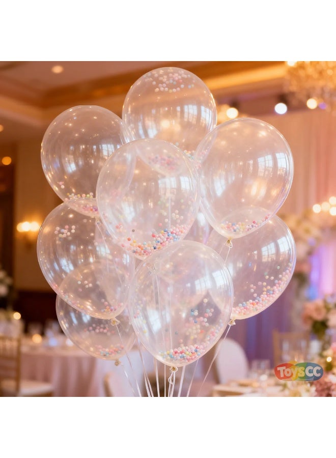 Toys GCC Transparent Foam Bead Balloons 12 Inch Party Balloons 20PCS Clear Latex Balloons with Colorful Foam Beads Premium Celebration Balloons Luxury Birthday Decoration Balloons Elegant Event Party Balloons Unique Foam Bead Balloons Creative Surprise Party Decor Balloons - Image 2