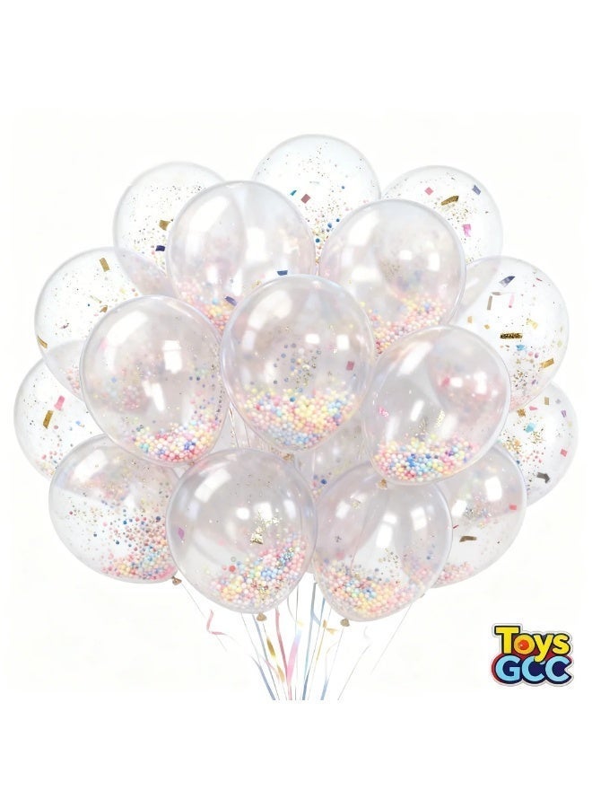 Toys GCC Transparent Foam Bead Balloons 12 Inch Party Balloons 20PCS Clear Latex Balloons with Colorful Foam Beads Premium Celebration Balloons Luxury Birthday Decoration Balloons Elegant Event Party Balloons Unique Foam Bead Balloons Creative Surprise Party Decor Balloons - Image 4