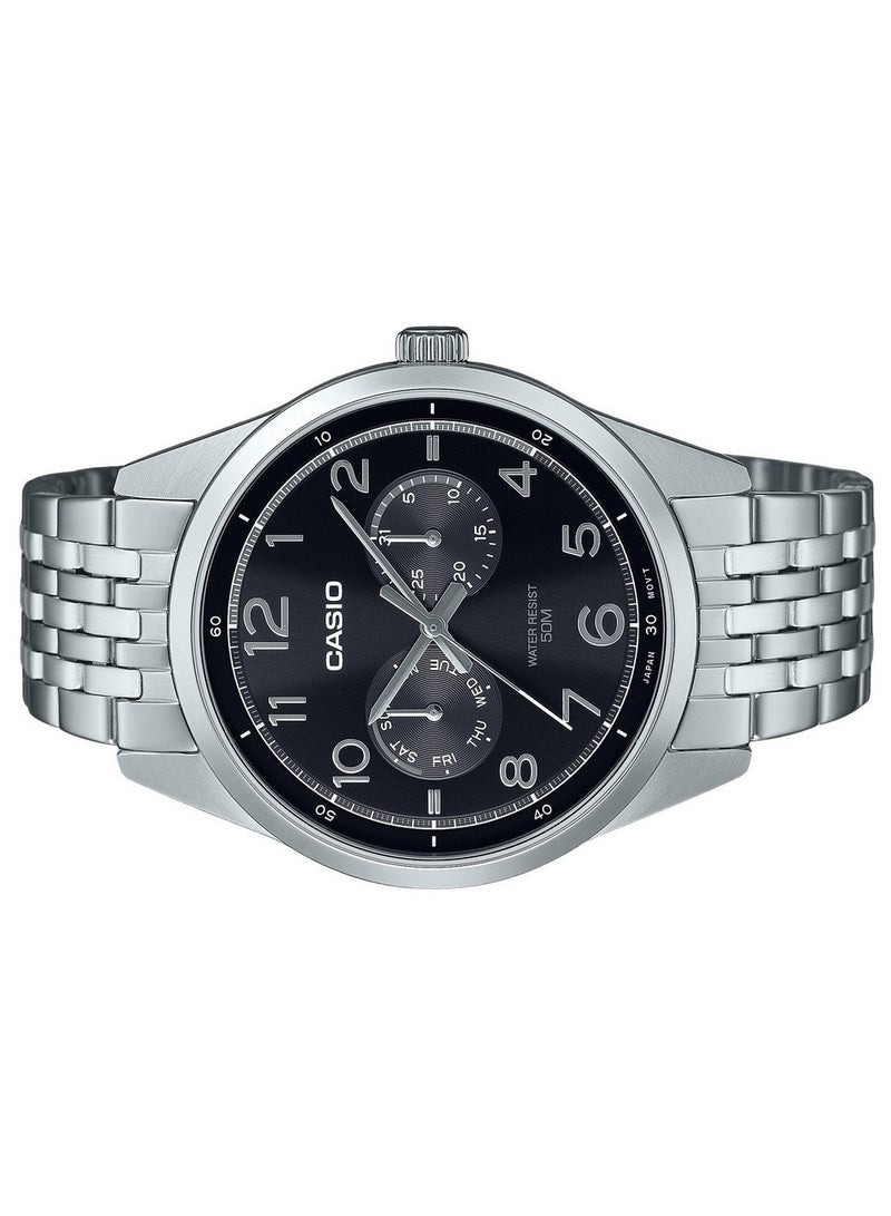 Casio MTP-E340D-1AV Standard Analog Stainless Steel Black Dial Quartz Men's Watch - Image 3
