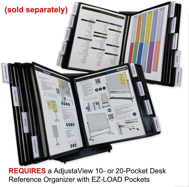 Ultimate Office AdjustaView 10-Pocket Desk Reference Organizer Add-On with Easy-Load Pockets (Add-On Module Only), Black Pockets - Image 4