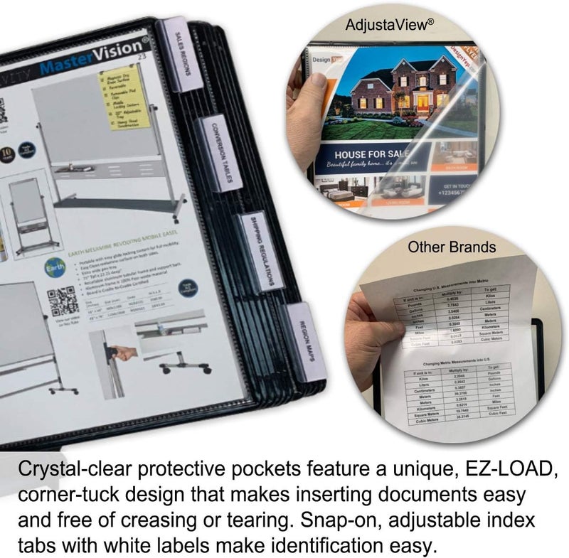 Ultimate Office AdjustaView 10-Pocket Desk Reference Organizer Add-On with Easy-Load Pockets (Add-On Module Only), Black Pockets - Image 2