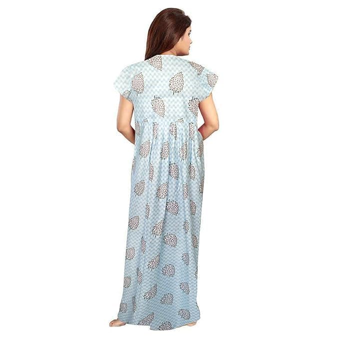 Vlazom Women's Cotton Nightgown – Pack of 4 Printed Maxi Nighties | Ankle Length Night Dress | Free Size Sleepwear (Option-1, Free Size) - Image 4