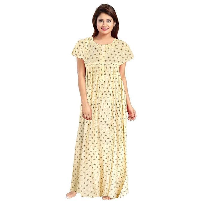 Vlazom Women's Cotton Nightgown – Pack of 4 Printed Maxi Nighties | Ankle Length Night Dress | Free Size Sleepwear (Option-1, Free Size) - Image 5