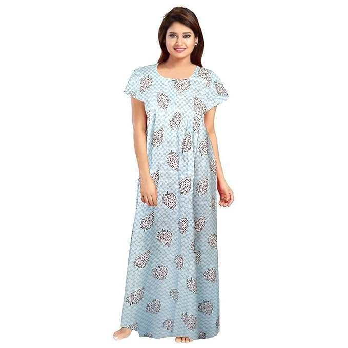 Vlazom Women's Cotton Nightgown – Pack of 4 Printed Maxi Nighties | Ankle Length Night Dress | Free Size Sleepwear (Option-1, Free Size) - Image 3