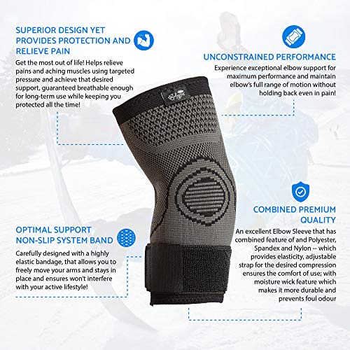 Bodyprox Elbow Brace with Strap for Tendonitis 2 Pack, Tennis Elbow Compression Sleeves, Golf Elbow Treatment - Image 5