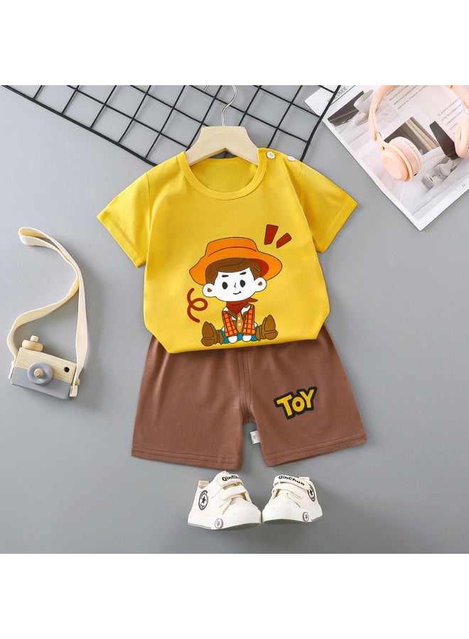 Children's Short-sleeved Suit Pure Cotton Boy's T-shirt Baby Summer Kidsren's Clothing Girl's Shorts Baby Clothes Summer Clothing