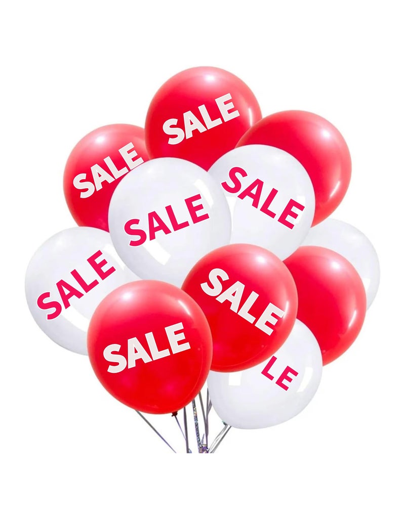 HK balloons Rubber Pack Of 50 "Sale " Red And White Printed Balloons Decoration for Product Promotion Sale Marketing Party Decoration Balloons - Image 1