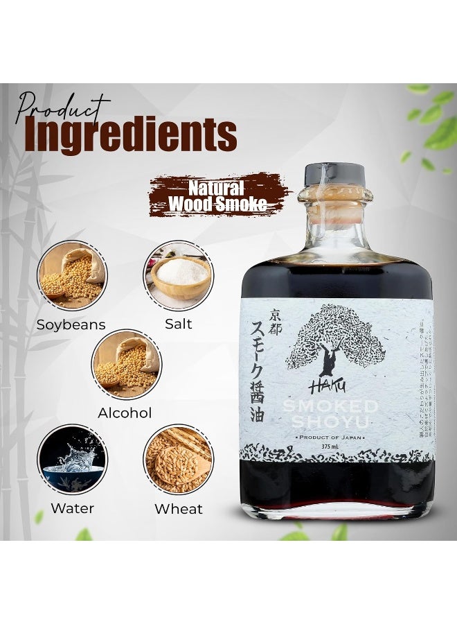 HAKU Smoked Shoyu Soy Sauce (375 ml) - Authentic Japanese Artisanal Umami Seasoning Sauce with Unique Smoky Flavor - Traditional Gourmet Dip Sauce & Marinade for Sushi, Meat & Asian Cuisines - Image 3
