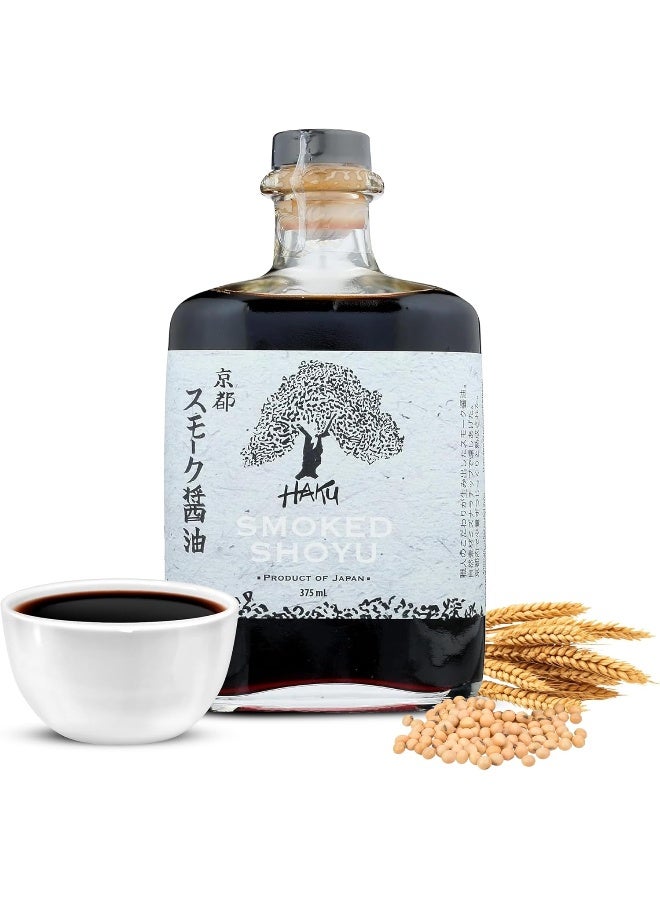 HAKU Smoked Shoyu Soy Sauce (375 ml) - Authentic Japanese Artisanal Umami Seasoning Sauce with Unique Smoky Flavor - Traditional Gourmet Dip Sauce & Marinade for Sushi, Meat & Asian Cuisines - Image 1