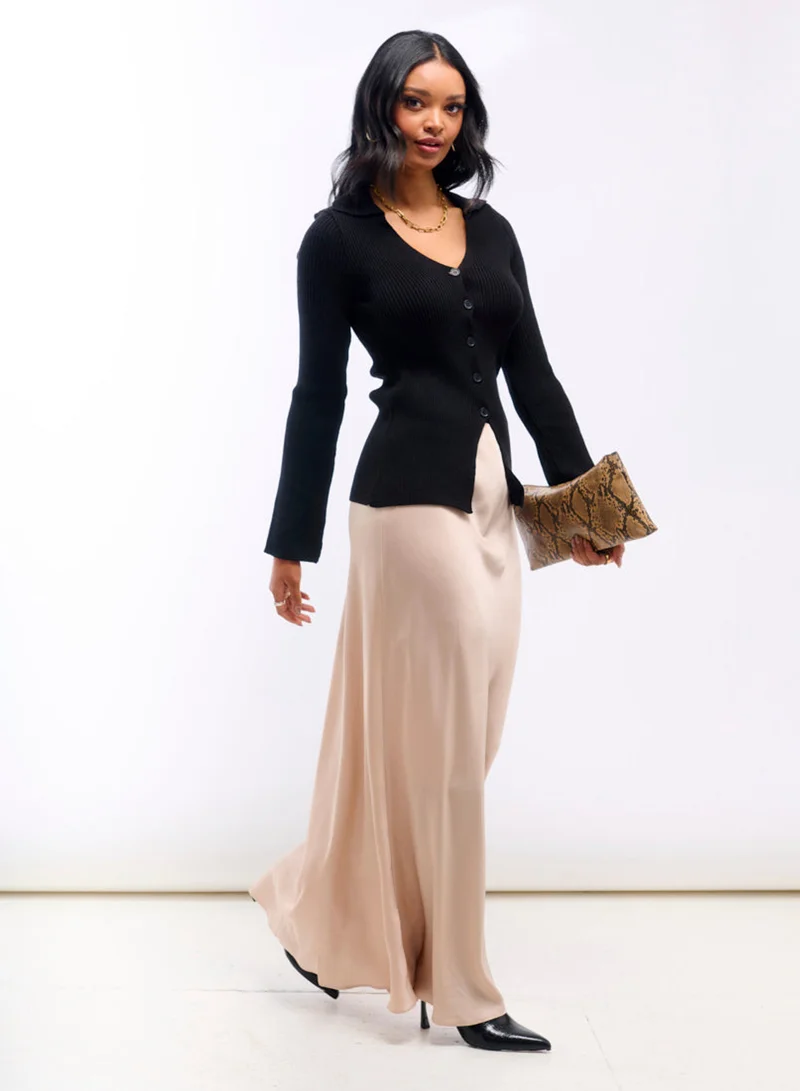 نيدز نو ليبل Champagne Satin Maxi Slip Skirt