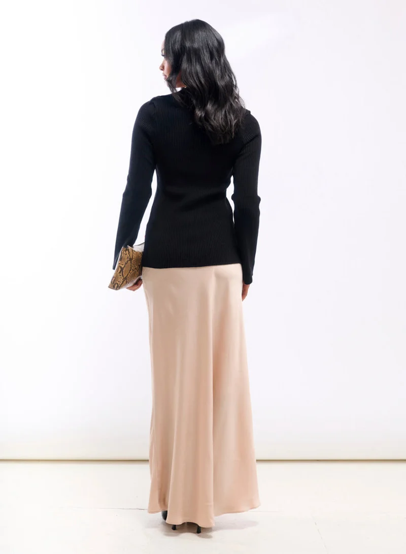 Needs No Label  Champagne Satin Maxi Slip Skirt for Women | Best Price UAE
