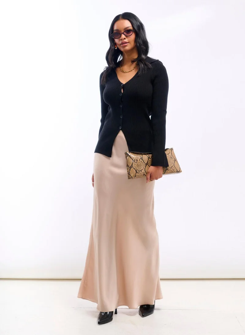نيدز نو ليبل Champagne Satin Maxi Slip Skirt