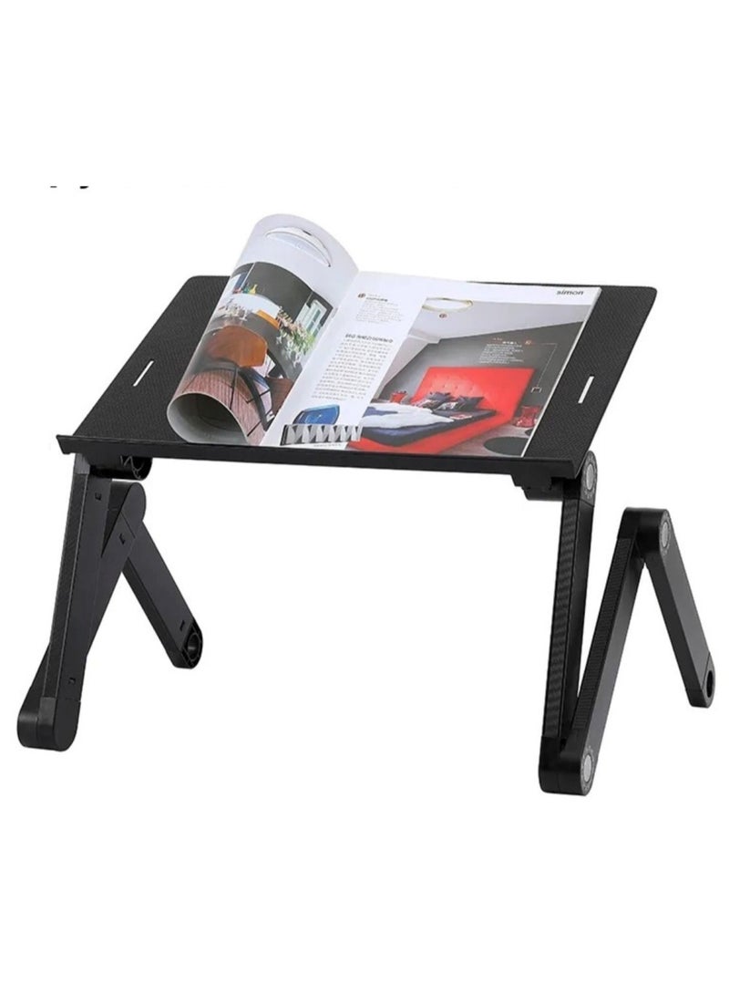 Huitich Extended Version Laptop Desk: Aluminium Alloy Folding Portable Laptop Table Notebook Desk Stand Bed Sofa Tray with Book Holder - Image 2