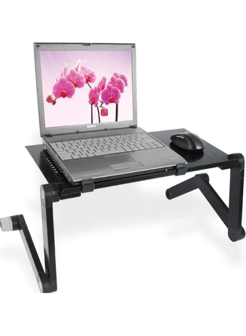 Huitich Extended Version Laptop Desk: Aluminium Alloy Folding Portable Laptop Table Notebook Desk Stand Bed Sofa Tray with Book Holder - Image 4