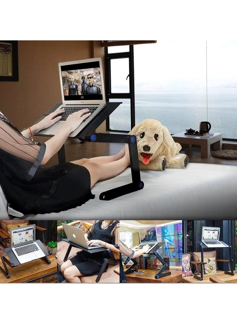 Huitich Extended Version Laptop Desk: Aluminium Alloy Folding Portable Laptop Table Notebook Desk Stand Bed Sofa Tray with Book Holder - Image 5