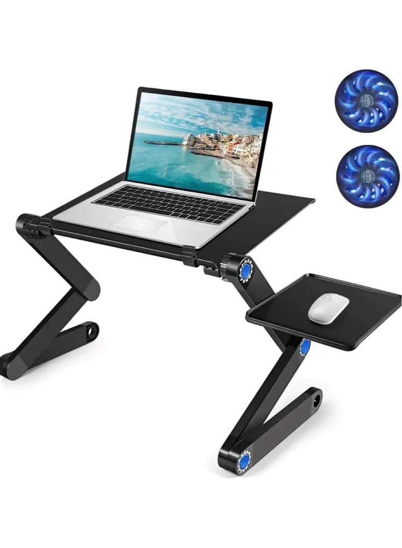 Huitich Extended Version Laptop Desk: Aluminium Alloy Folding Portable Laptop Table Notebook Desk Stand Bed Sofa Tray with Book Holder - Image 1
