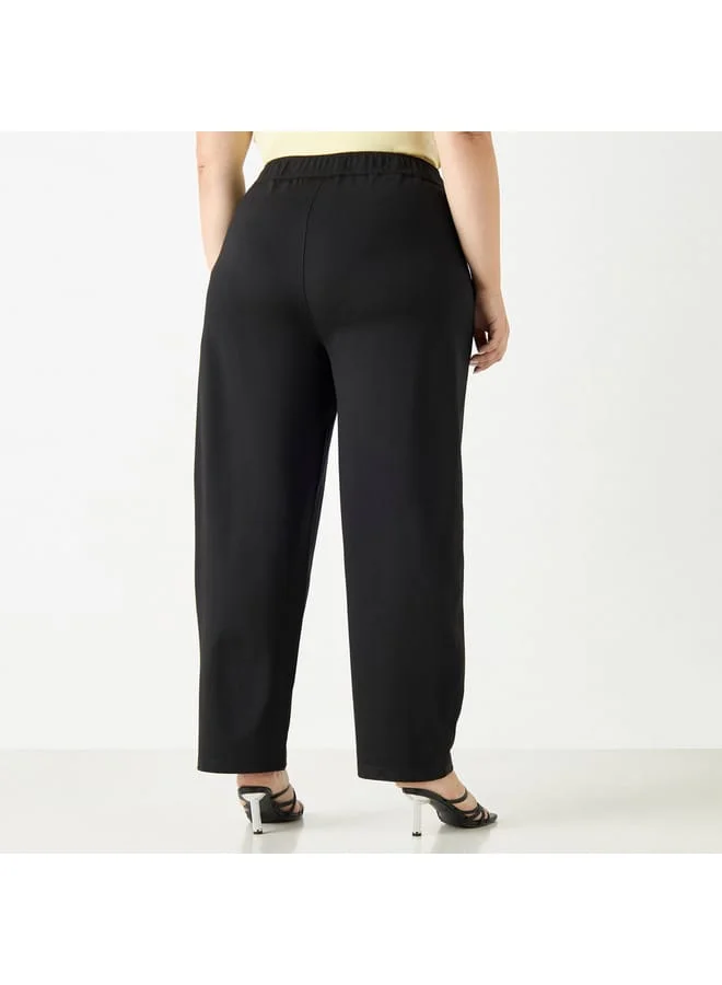 Ulla Popken Plus Size Ulla Popken Pants with Elasticated Waistband