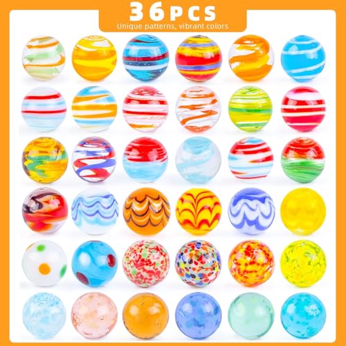 MCPINKY 36PCS Glass Marbles, Including 5 Glow in The Dark Marbles for Vase Filler, Fish Tank, Table Scatter Decoration - Image 2