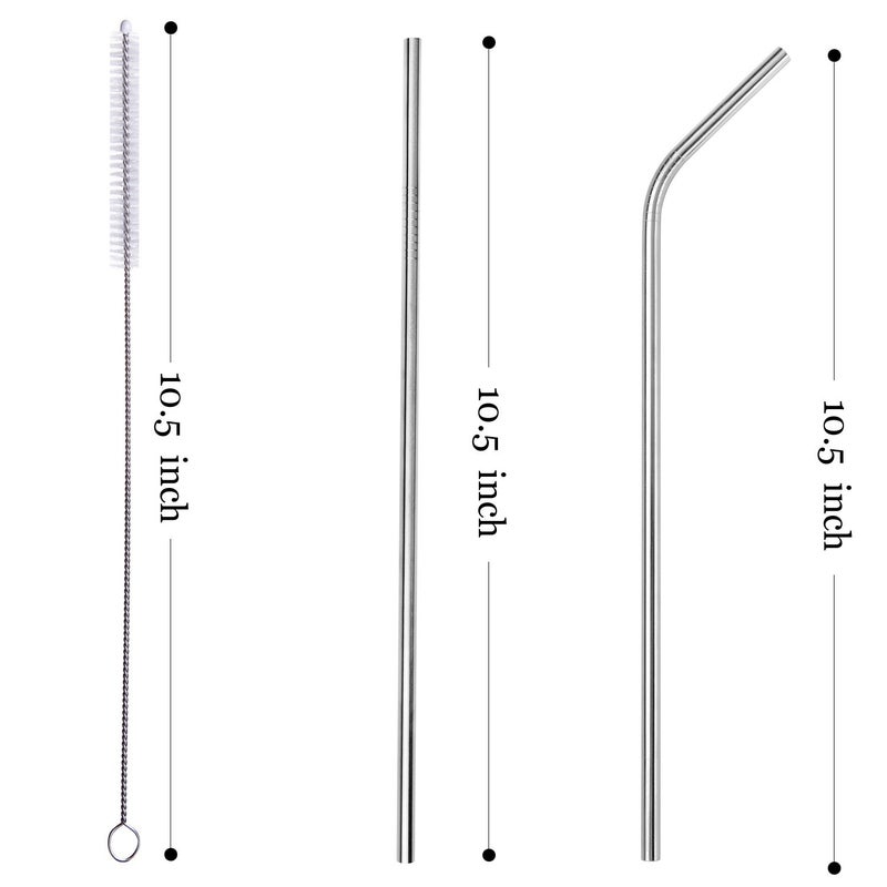 ALINK 8-Pack Stainless Steel Straws, 10.5â€ Long Reusable Replacement Metal Straws for 20 30 OZ Yeti Tumbler, RTIC, Tervis, Mason Jar, With 2 Cleaning Brush and 1 Carrying Case - Image 2