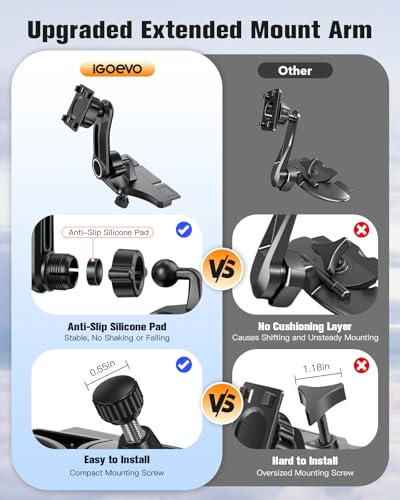 iGoevo Extended Arm CD Slot CarPlay Screen Mount – Higher Viewing Position for Better Visibility, Extra Clearance for Various Dashboard Layouts, Compatible with 7"–10.26" CarPlay Displays - Image 2
