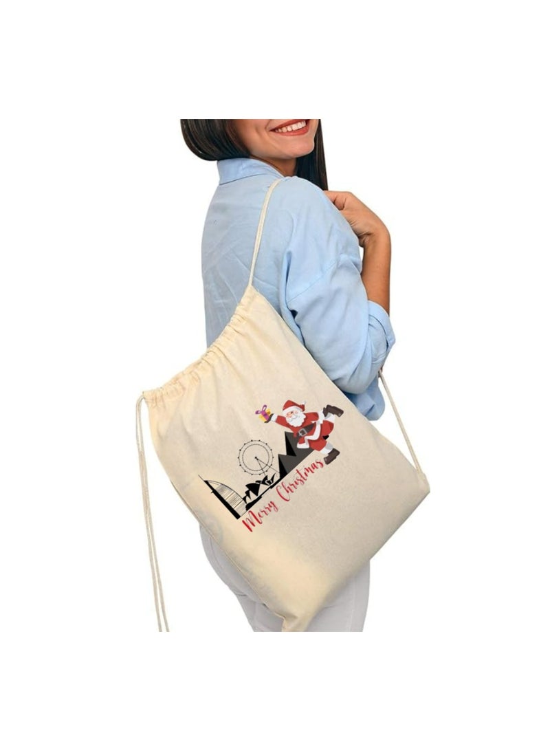 PRINTSHOP4ME Christmas Santa Drawstring Bags With Christmas Design-Durable Sports Backpack For Kids,Great For School And Everyday Use,Lightweight For Everyday Use - Image 4