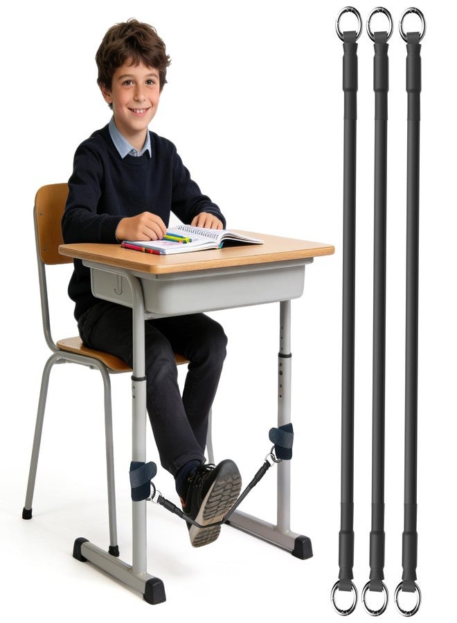 ELETIUO 3-Pack Sensory Chair Bands for Kids - Anti-Slip Fidget Tool for ADHD, Autism & Focus-Silent Stress Relief Bands Fits 20"-28" Desk Legs for Classroom & Home (Black) - Image 1