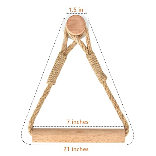 koofull Wood & Rope Wall Toilet Paper Holder, Rustic Tissue Rolls Paper Holder Wall Mounted, Nautical Rattan Bathroom Accessories with Self-Adhesive Seamless Screw - Image 2