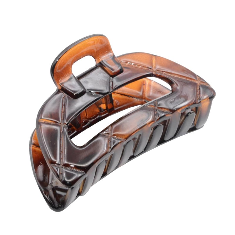 Parcelona French Elite Medium Cellulose Acetate Jaw Hair Claw Clips Durable Styling Women Hair Accessories Hair Clip for Girls Tortoise Shell Brown