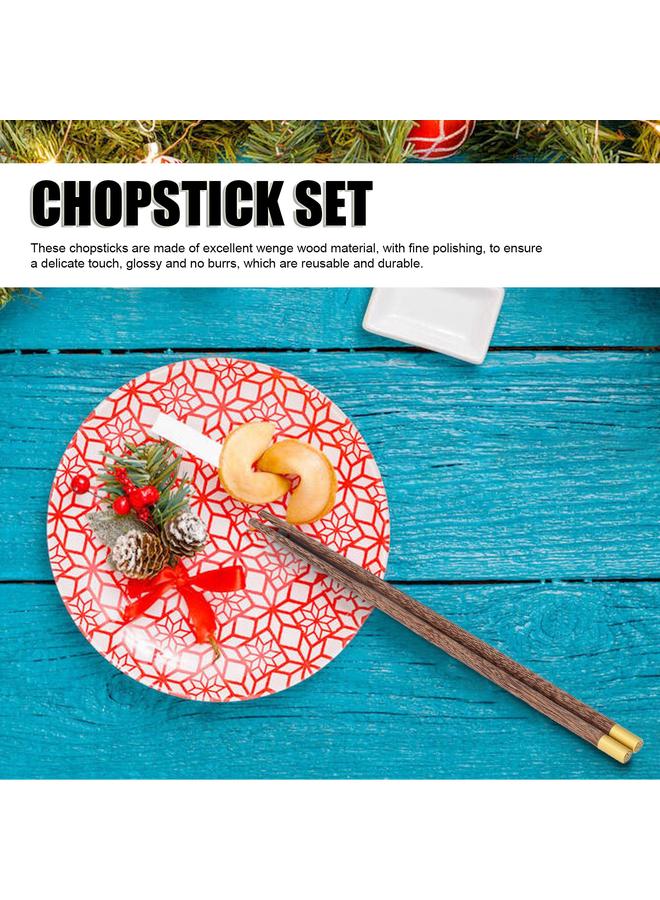 10 Pairs Reusable Chopsticks Chinese Wenge Wood Noodle Chopstick Set for Cooking Frying Hot Pot 25cm - Image 5