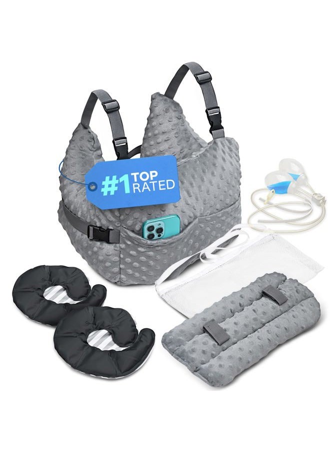 Zomaple Mastectomy Pillow Heart Press-Post Surgery Pillow, Breast Pillow for After Heart Surgery Recovery, Double Mastectomy, Breast Reduction & Augmentation Patients-Premium Bundle with two Breast Gel Packs - Image 1