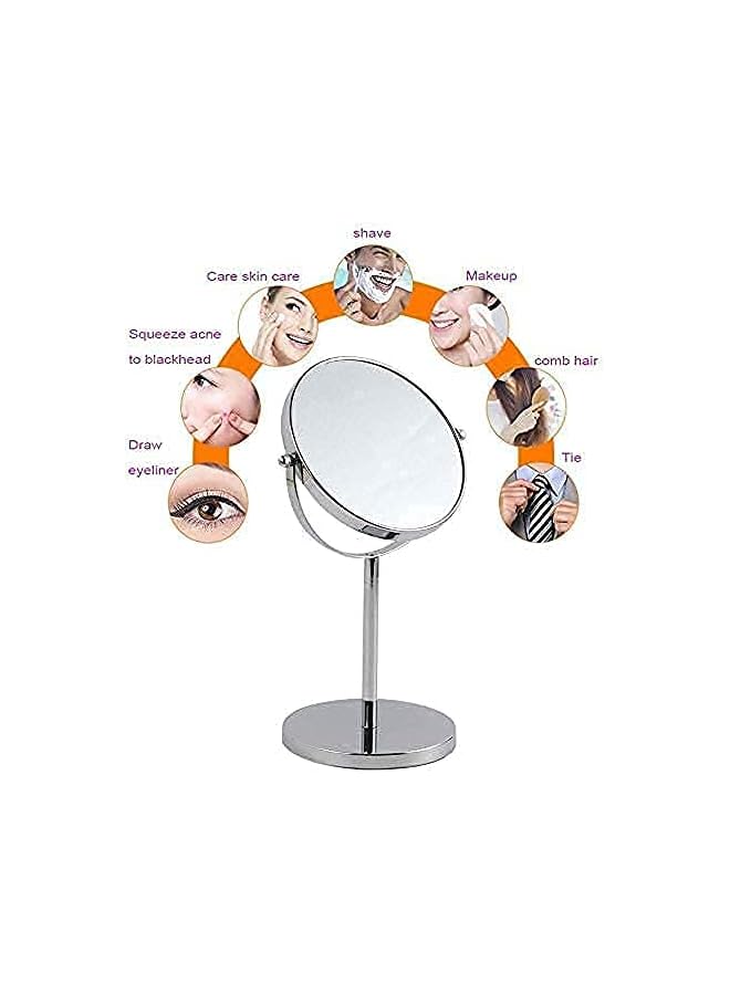 The Bros 7 Inch Makeup Mirror Double Sided Tabletop Vanity Mirror with 3x Magnification Swivel Cosmetic Mirror for Home Bathroom Shower Travel - Image 2