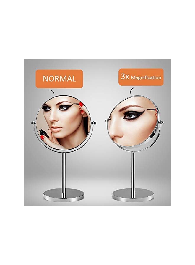 The Bros 7 Inch Makeup Mirror Double Sided Tabletop Vanity Mirror with 3x Magnification Swivel Cosmetic Mirror for Home Bathroom Shower Travel - Image 4