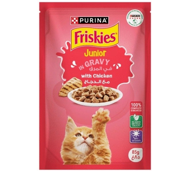 Friskies فريسكيز بيورينا - طعام رطب للقطط الصغيرة قطع دجاج في صلصة 85 جرام (26 كيس) - Image 1