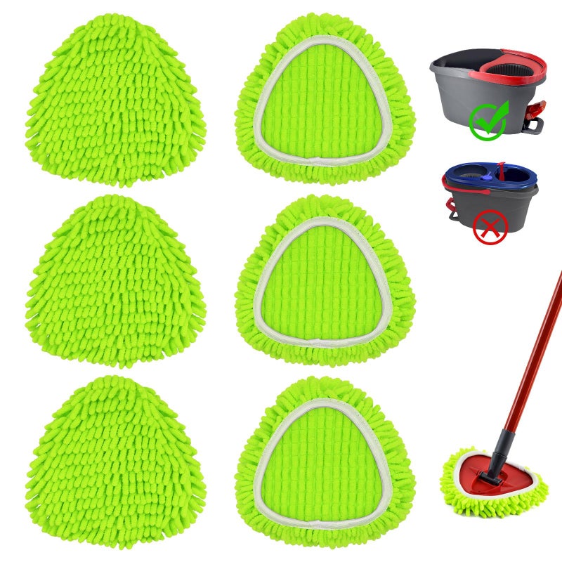 GFRED 6 Pack Mop Head Replacement Compatiable with Ocedar EasyWring Mop,Mop Heads Refill for Easywring Spin Mop 1 Tank System - Microfiber Chenille, Easy to Replace,Deep Floor Cleaning and Machine Washable - Image 1