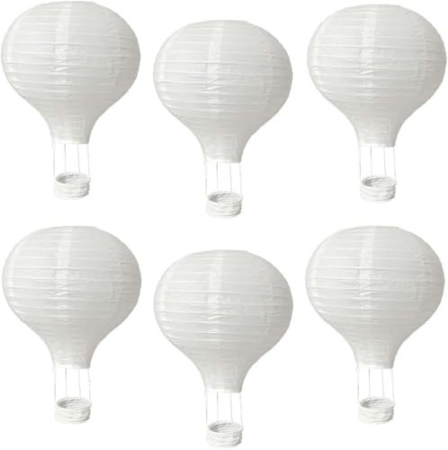 Metany 6 Packs 12Inch White Paper Lanterns Decorative ChineseJapanese Hanging Round Paper Lanterns Lamp for Birthday Wedding Christmas Xmas Bridal Home Decor Party Decoration hot air balloon - Image 1