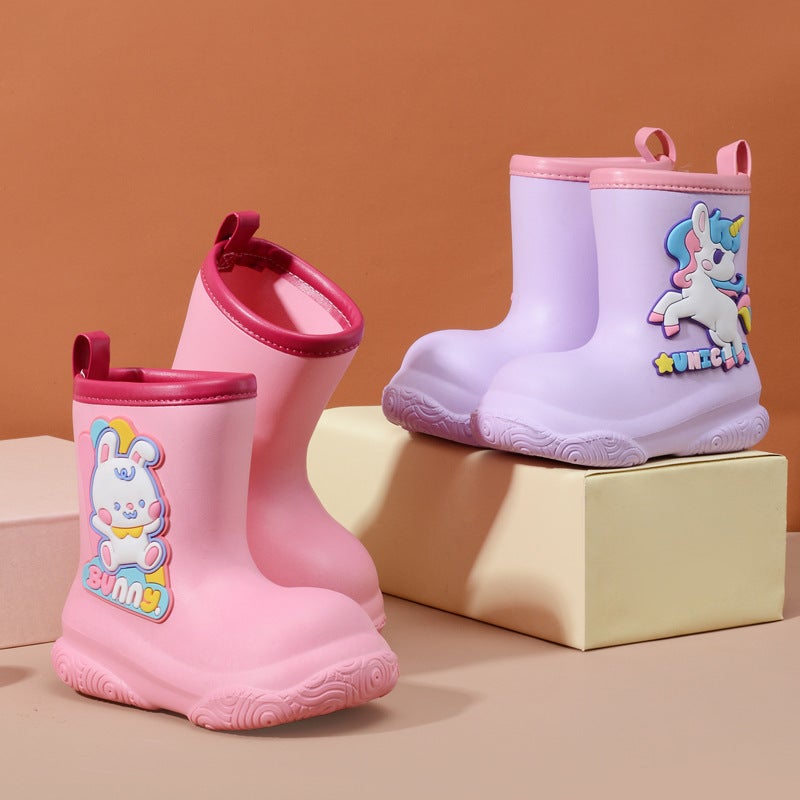 Eva Children'S Rain Boots Boys And Girls Baby Water Shoes Cartoon Outwear Students Waterproof Shoes Non-Slip Water Boots Soft Bottom Rain Boots - Image 5