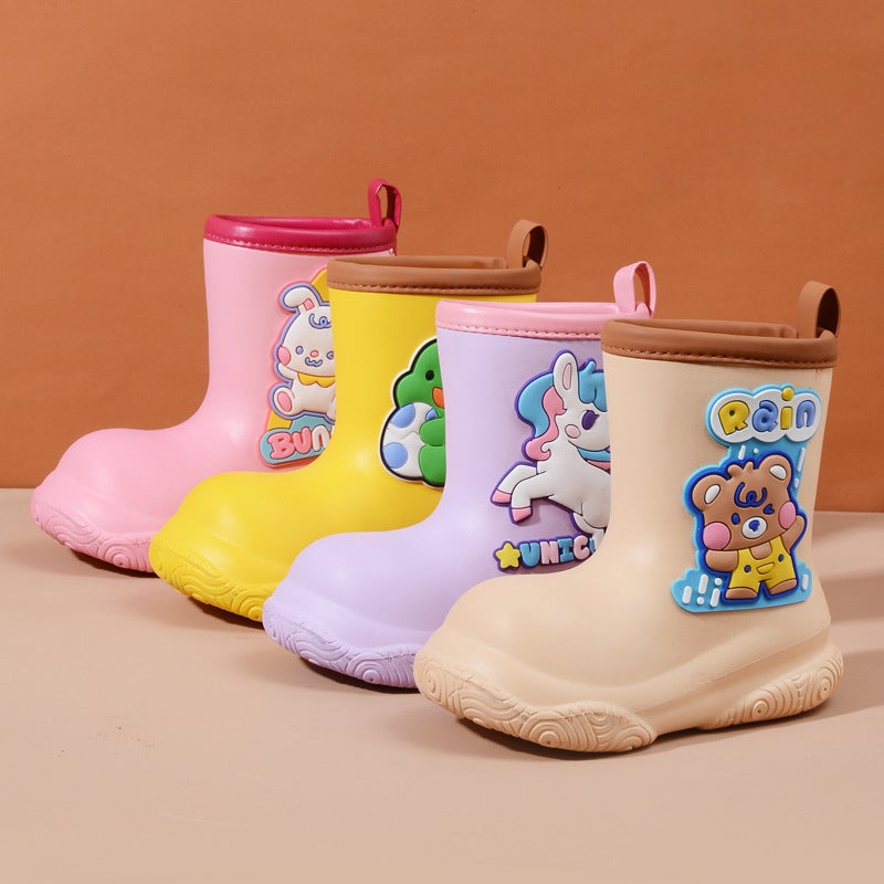 Eva Children'S Rain Boots Boys And Girls Baby Water Shoes Cartoon Outwear Students Waterproof Shoes Non-Slip Water Boots Soft Bottom Rain Boots - Image 3