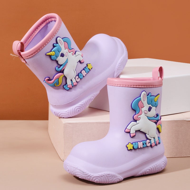 Eva Children'S Rain Boots Boys And Girls Baby Water Shoes Cartoon Outwear Students Waterproof Shoes Non-Slip Water Boots Soft Bottom Rain Boots - Image 4