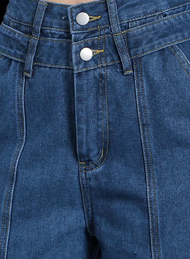 ستايلي جينز واسع الساق بخصر عالٍ وتفاصيل درزة أمامية - Image 3