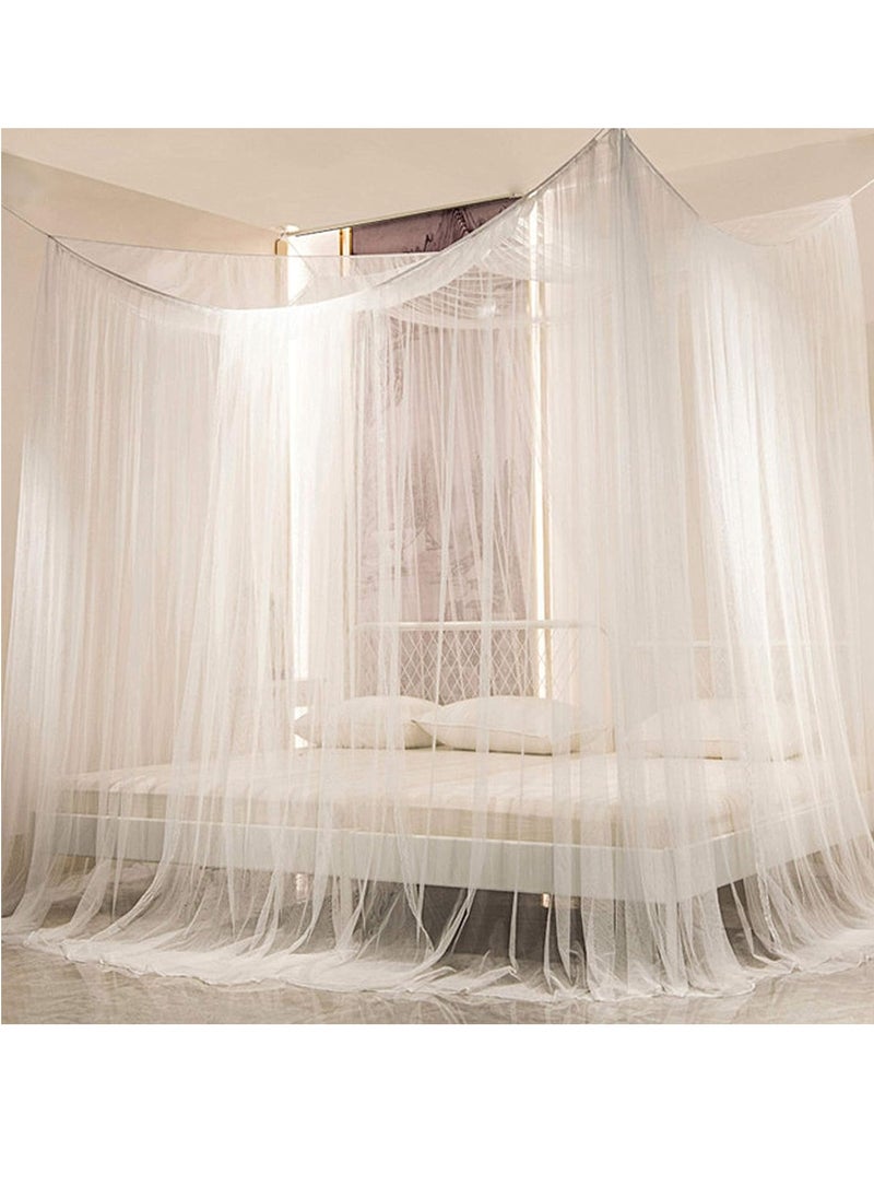 Twinkle Star Twinkle Star 4 Corner Post Bed Canopy, Elegant Curtain Net for Full/Queen/King Size Bed (White)  - Image 1